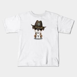 Cute British Bulldog Puppy Sheriff Kids T-Shirt